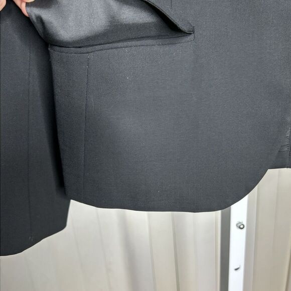 Theory Womens Jacket Black Blazer Wool Blend Stretch Lined Shoulder Pads Size 8 - Picture 4 of 8